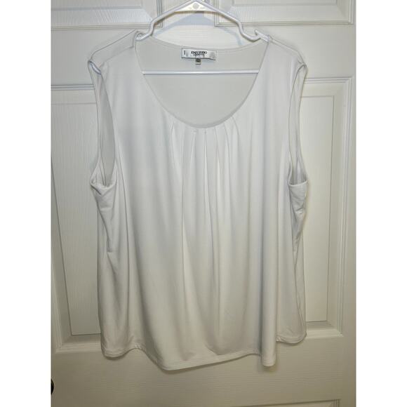 Jones Studio Separates Women's size 20W White Sleeveless Ruffle Blouse Business - Picture 1 of 5